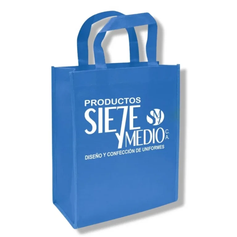 Bolsa ecológica azul con el logotipo de Siete y Medio