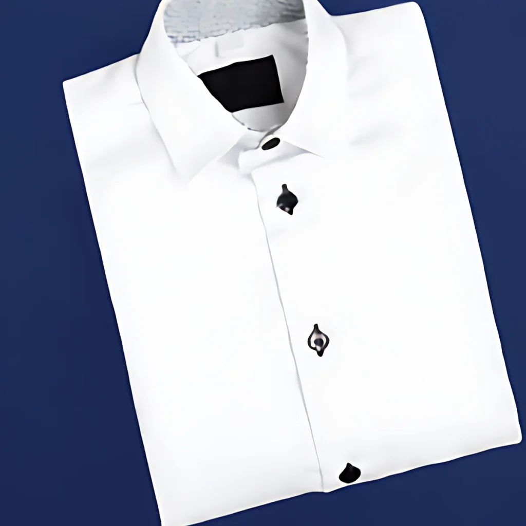 Camisa clásica blanca doblada con botones negros