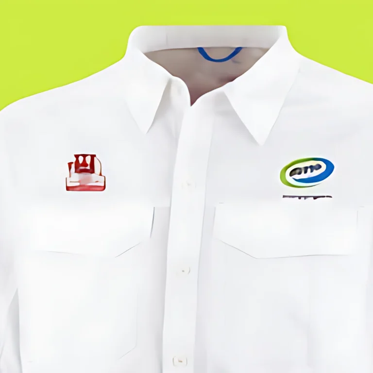 Camisa tipo Columbia blanca manga larga con logos bordados