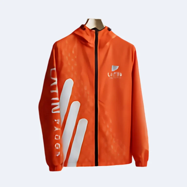 Chompa deportiva naranja con estampado personalizado