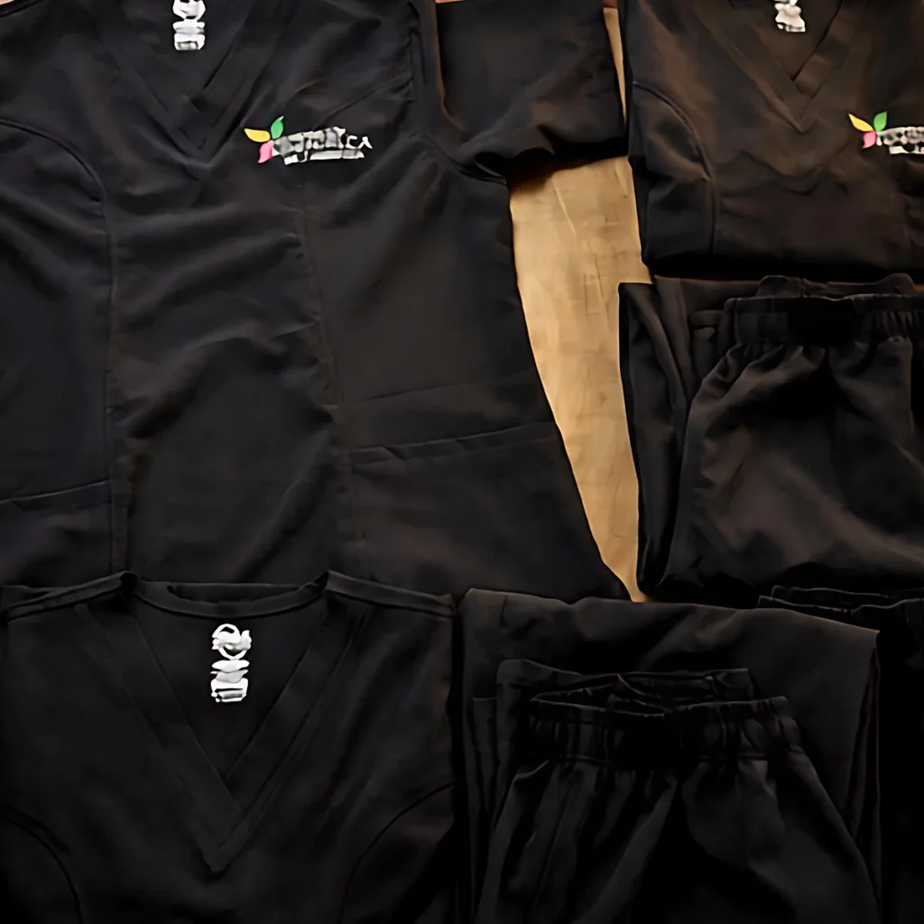 Uniformes tipo Cherokee negros con bordado, camisas y pantalones